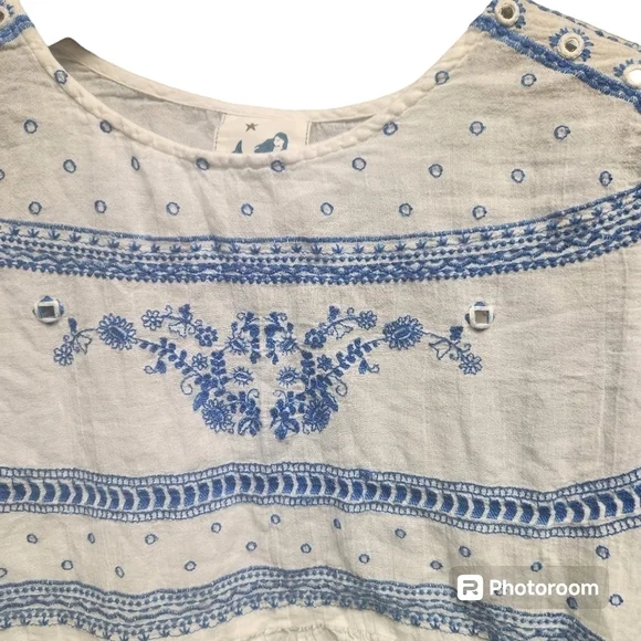 Anthropologie Mermaid Meadowbrook White Blouse Embroidered Top Sz XS - Picture 6 of 10